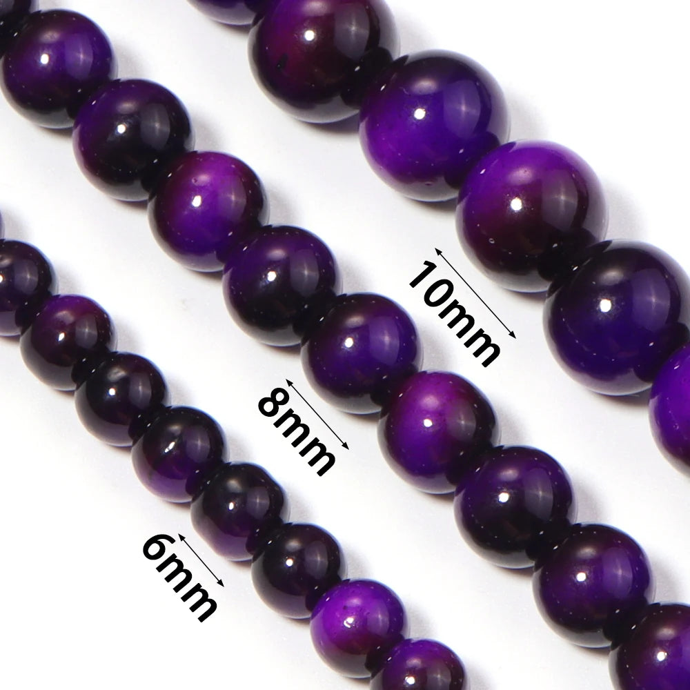 Purple Tiger Eye Glass Spacer Beads 6/8/10mm – DIY Jewelry Glass Spacer Beads PLUSH