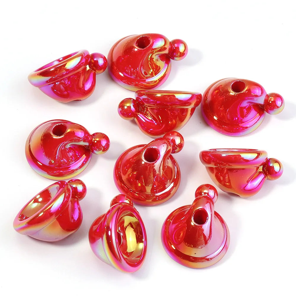 10pcs Christmas Hat Acrylic Beads for DIY Jewelry & Crafts Acrylic Craft Beads PLUSH red 14x24mm hole 3.8mm