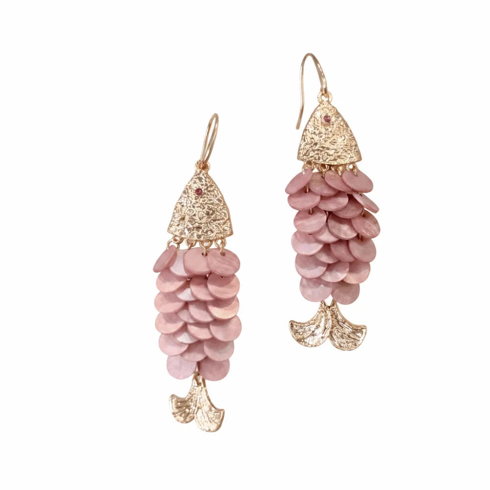 Fish Scale Acrylic Long Dangle Drop Earrings | Hook Earrings Dangle Drop Earrings PLUSH Pink
