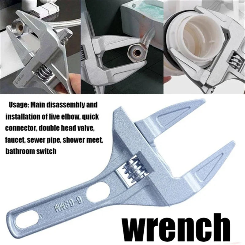 Mini Adjustable Aluminum Wrench – Multifunctional Bathroom Spanner Adjustable Wrench PLUSH Silver 4-Inch