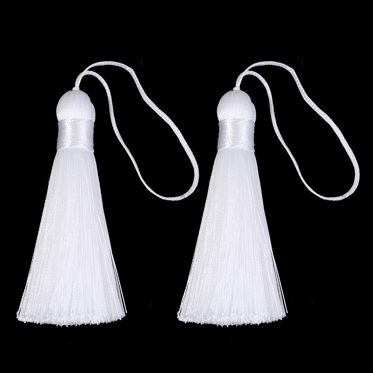 6pcs Colorful Silky Tassel Pendants – DIY Jewelry & Home Decor Tassel Fringe Pendant PLUSH white