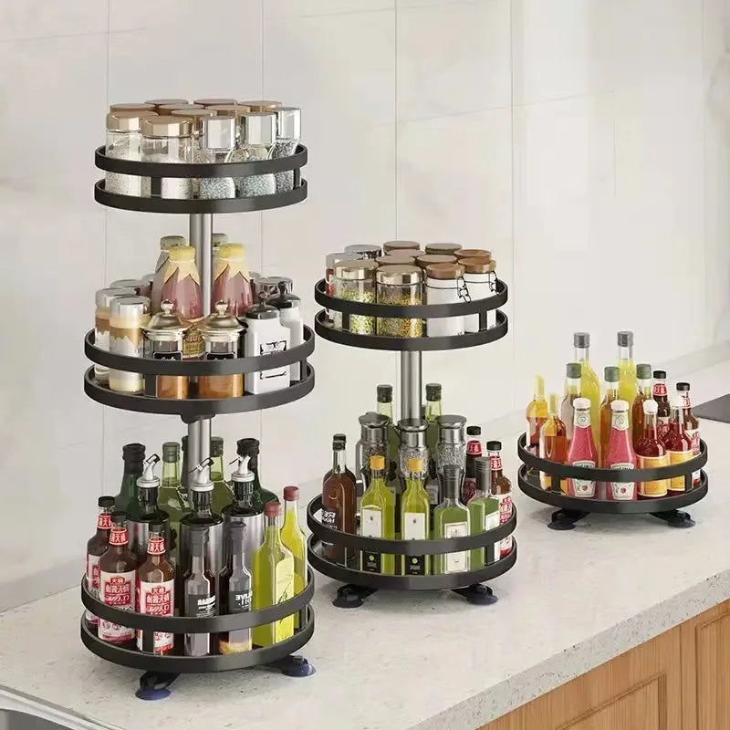 360° Rotating Spice Rack Organizer – Metal Non-Skid Tray Spice Rack Organizer PLUSH