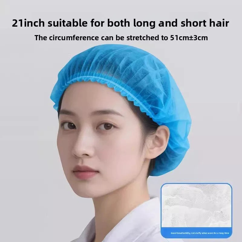 Disposable Non-Woven Hairnet Caps – Elastic Breathable Sanitary Disposable Hairnet Cap PLUSH