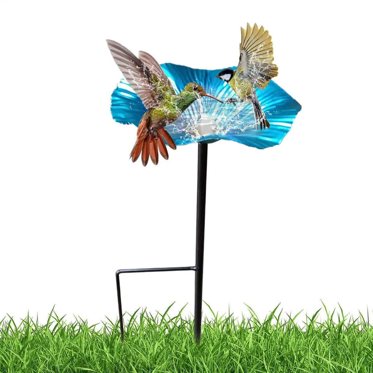 Outdoor Bird Bath Bowl with Garden Stake | Floral Yard Decor Garden Bird Bath PLUSH