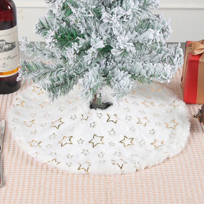 Mini Snow Flocked Artificial Christmas Tree with Fur Skirt Christmas Tree Decor PLUSH