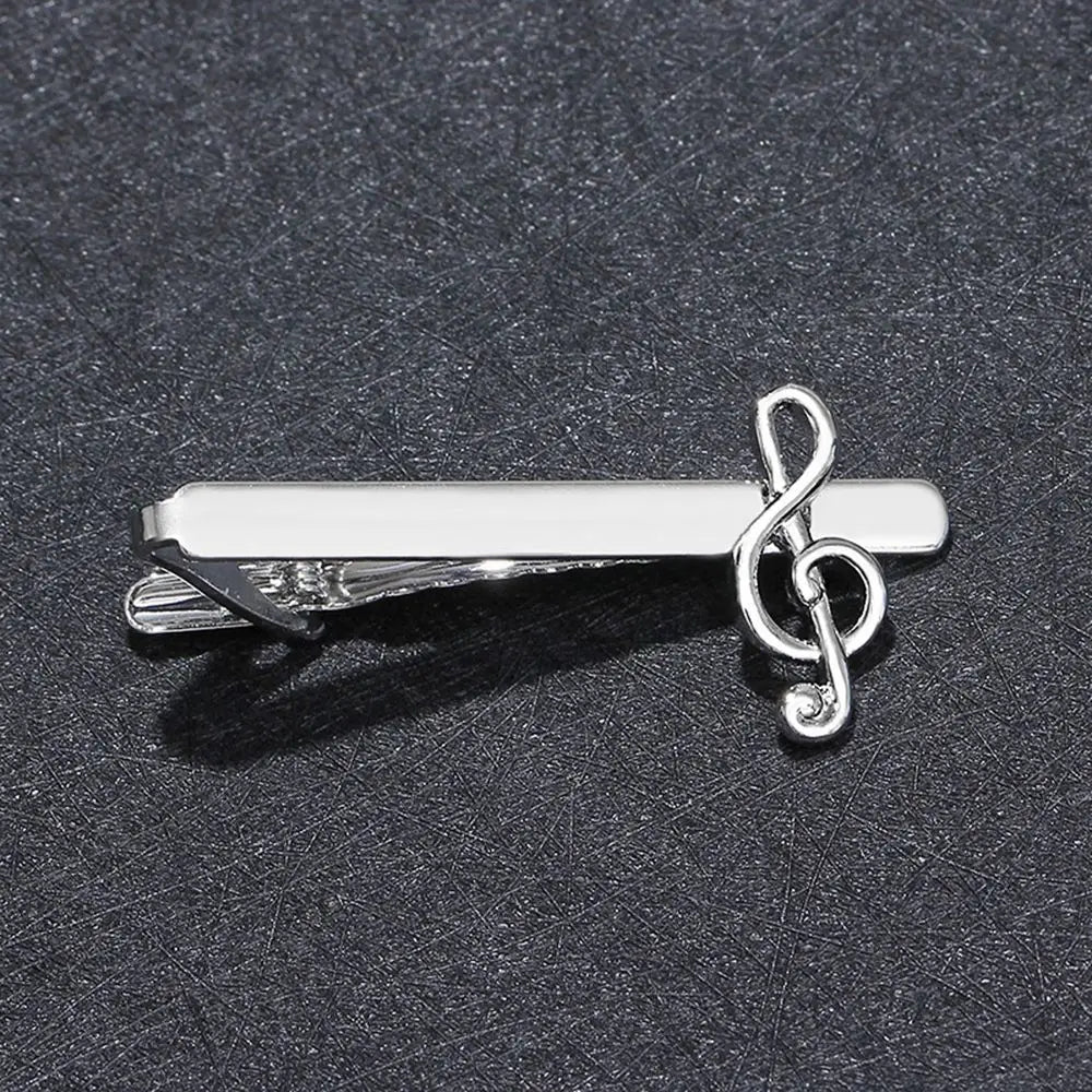 Silver Musical Note Tie Clip – Men's Necktie Bar Pin Tie Clip PLUSH