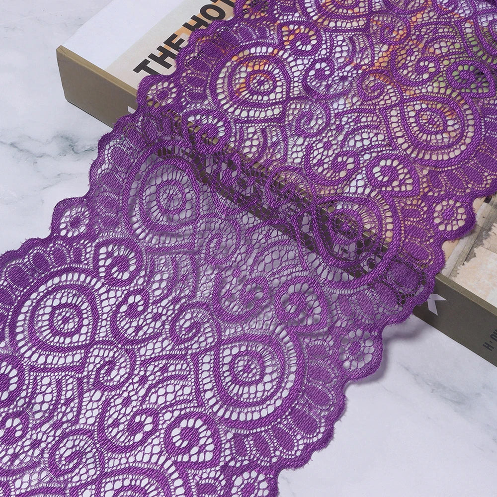18cm Elastic Floral Lace Trim 1 Yard – DIY Sewing & Crafts Elastic Lace Trim PLUSH purple 18cm