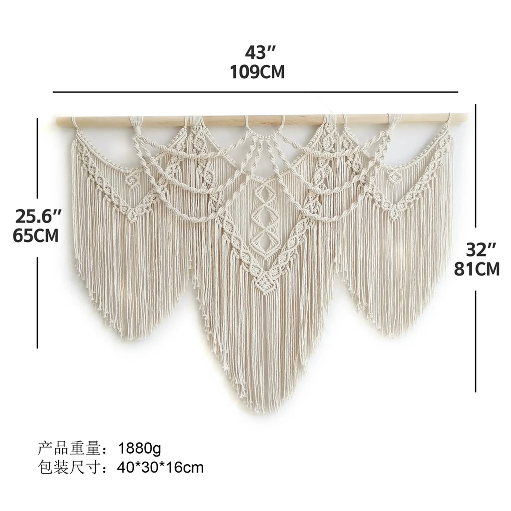 Bohemian Handmade Woven Cotton Rope Tassel Wall Tapestry Wall Hanging Tapestry PLUSH a