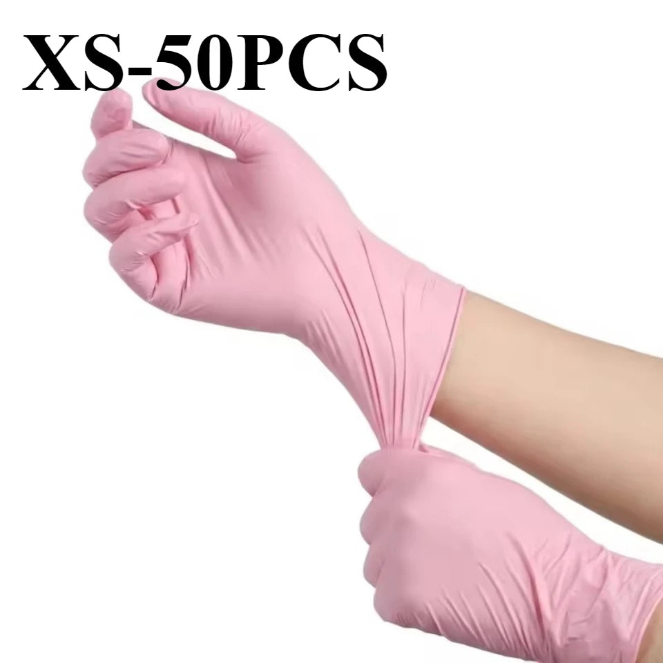 Light Pink Nitrile Gloves 50/100pcs – Powder Free Disposable Disposable Nitrile Gloves PLUSH XS-50PCS