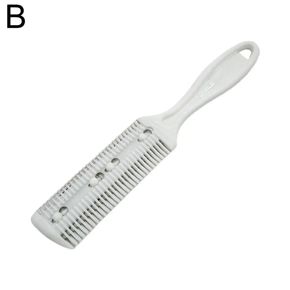 Barber Hair Cutting Comb with Razor Blade | Thinning Trimmer Hair Cutting Comb PLUSH white