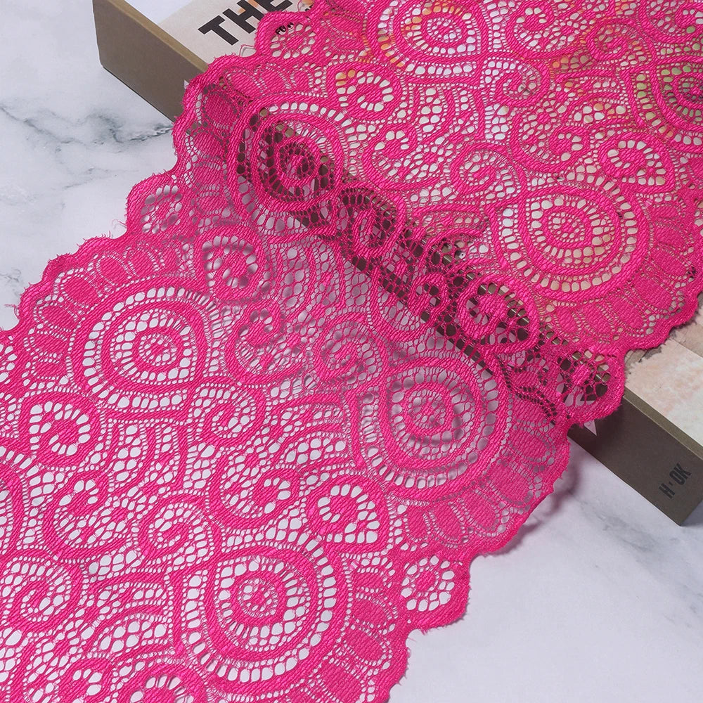 18cm Elastic Floral Lace Trim 1 Yard – DIY Sewing & Crafts Elastic Lace Trim PLUSH hotpink 18cm