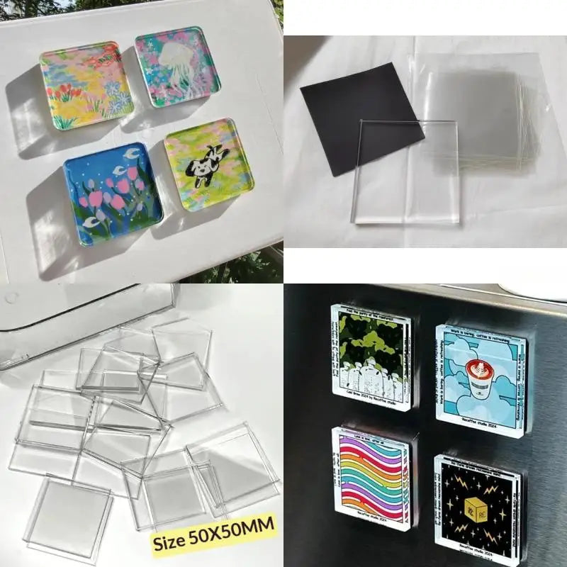 10pcs DIY Acrylic Refrigerator Magnet Set – Square & Round DIY Craft Magnet Set PLUSH Default Title