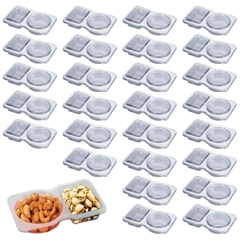 Double Compartment Seasoning Containers 15/25/35pcs – Travel Food Storage Containers PLUSH 25PCS