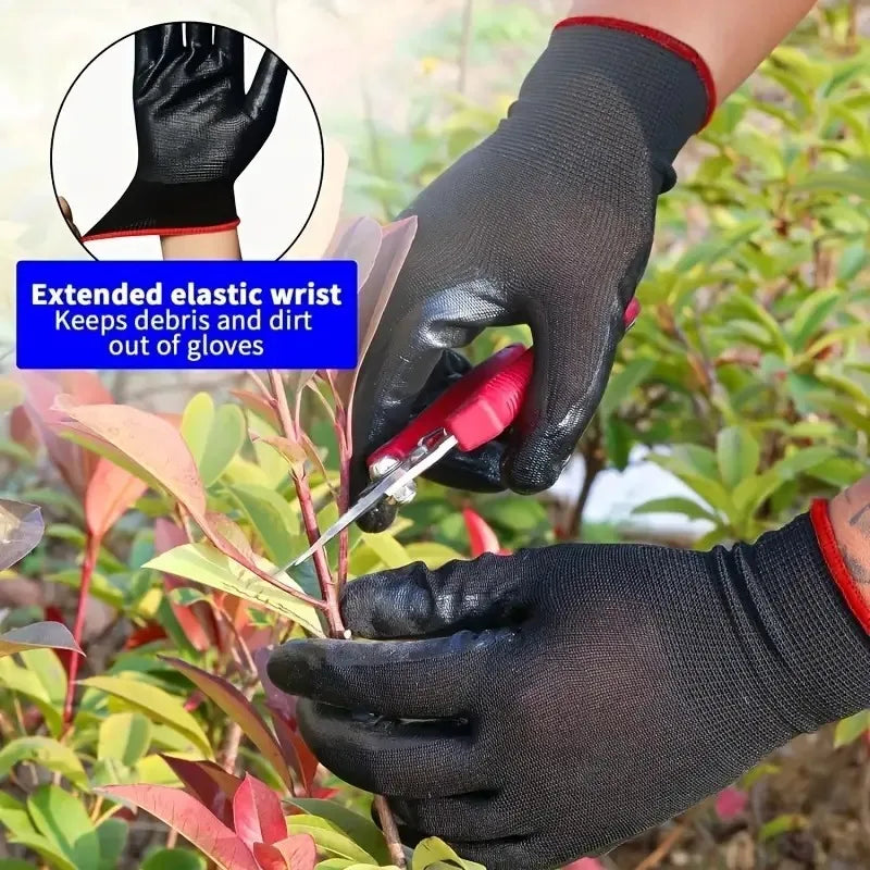 Nylon PU Coated Work Gloves Non-Slip Safety Bulk 20/50pcs PU Work Gloves PLUSH