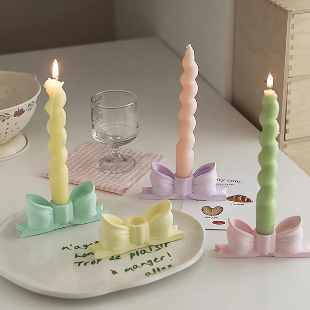 Bow Tie Plaster Candlestick Holder – 3 Colors Home Decor Candle Holder PLUSH
