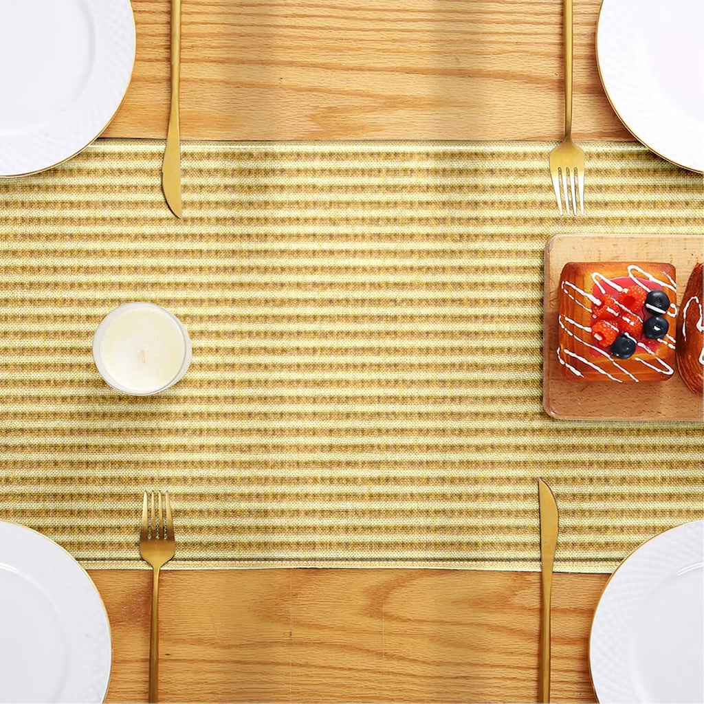 Striped Woven Table Runner – Light Brown & Beige | 3 Sizes Woven Table Runner PLUSH