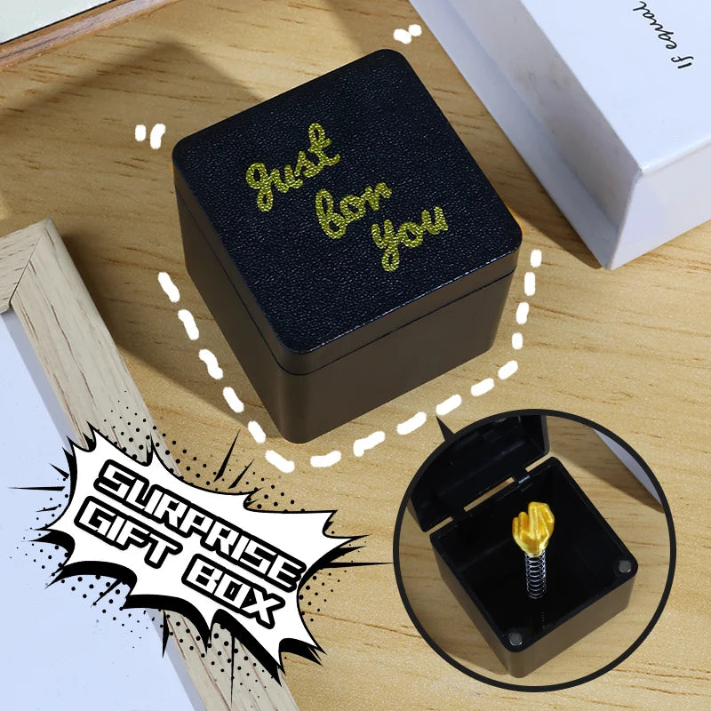 Middle Finger in a Box – Funny Prank Gag Gift & Desk Decor Novelty Gag Gift PLUSH