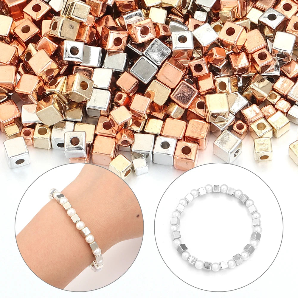 200pcs CCB Square Spacer Beads Gold Silver Rose Gold DIY Jewelry Jewelry Spacer Beads PLUSH