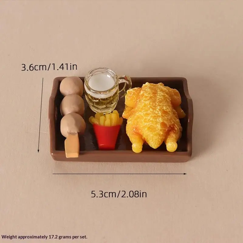 1:12 Miniature Fried Chicken & Beer Tray Dollhouse Kit Dollhouse Accessory Set PLUSH A3