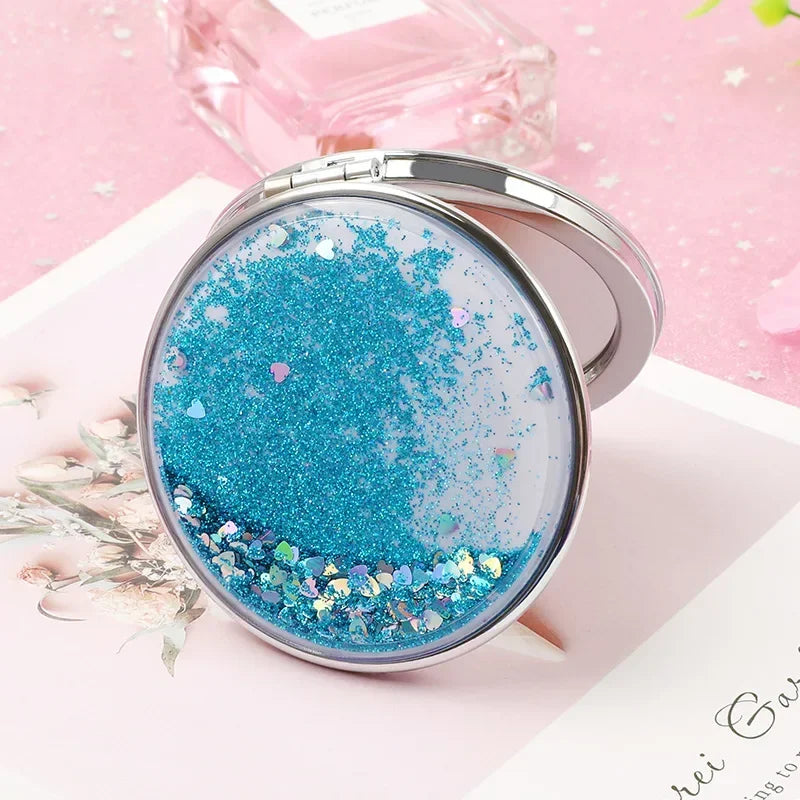 Folding Double-Sided Compact Makeup Mirror – Sparkling Sand Pink Compact Makeup Mirror PLUSH 2
