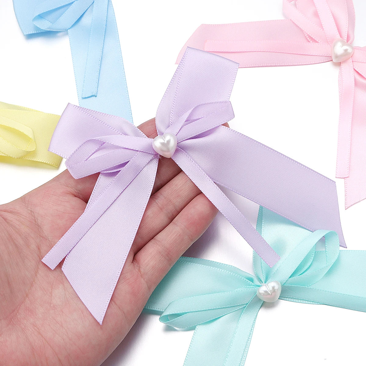 10pcs Double Layer Polyester Pearl Bows – DIY Jewelry & Craft DIY Bow Embellishments PLUSH