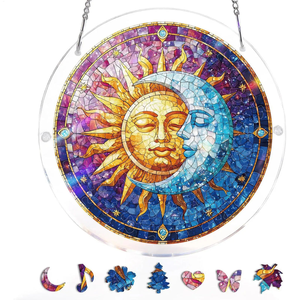 Acrylic Puzzle Suncatcher – Round Rainbow Window Light Catcher Window Suncatcher PLUSH