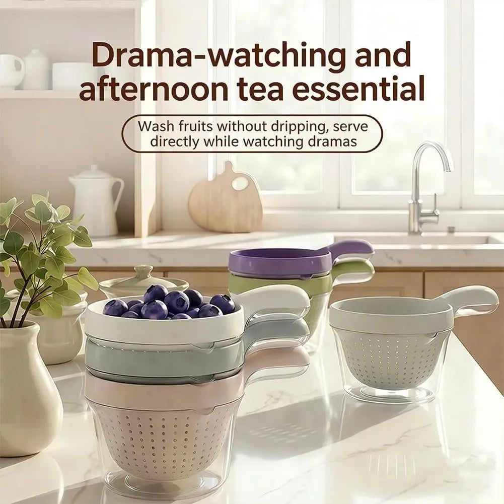 2-in-1 Colander & Mixing Bowl Set – BPA-Free Kitchen Strainer Kitchen Colander Set PLUSH