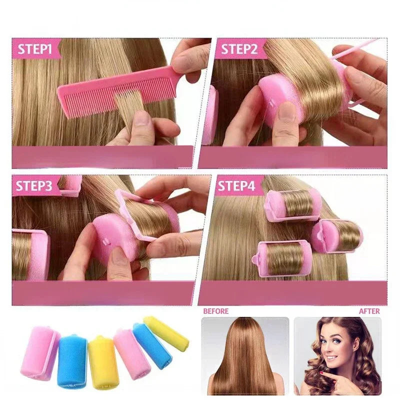 Sponge Foam Hair Rollers – Flexible Sleeping Curlers 6–14 Pcs Foam Hair Rollers PLUSH