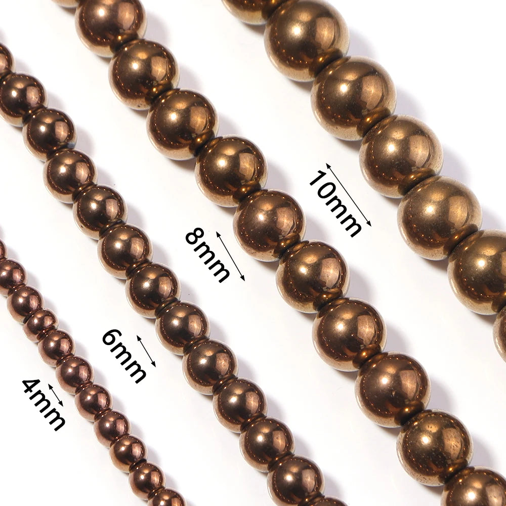 Electroplated Red Copper Hematite Spacer Beads 4–10mm DIY Jewelry Hematite Spacer Beads PLUSH