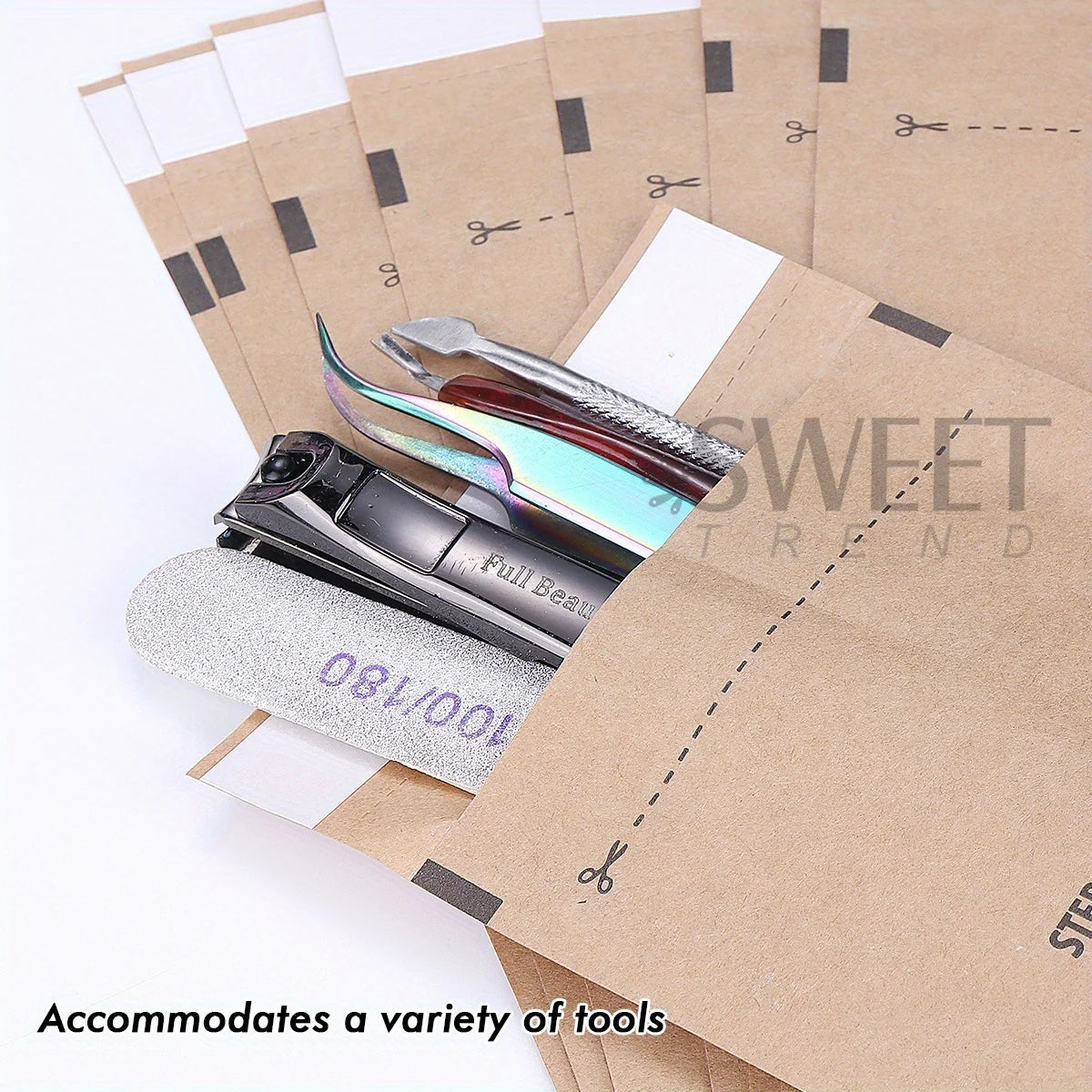 Kraft Paper Self-Sealing Sterilization Bags 50/100pcs Nail Tools Sterilization Pouches PLUSH