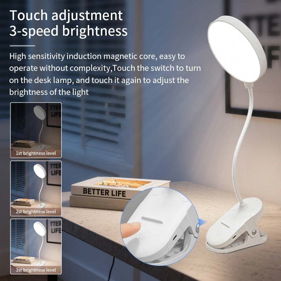 39cm USB Rechargeable LED Desk Lamp with Folding Clamp LED Desk Lamp PLUSH