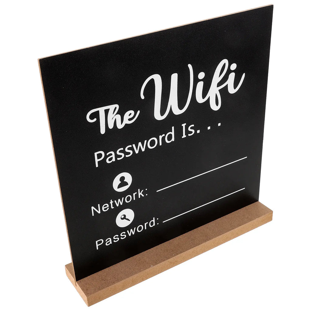 Solid Wood WiFi Password Sign – Erasable Tabletop Plaque Decorative Wood Sign PLUSH