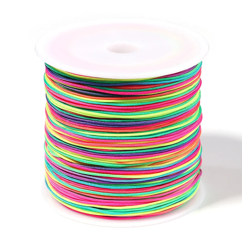 90m Multicolor Nylon Braiding Cord 0.8mm | Chinese Knot Thread Jewelry Braiding Cord PLUSH colorful