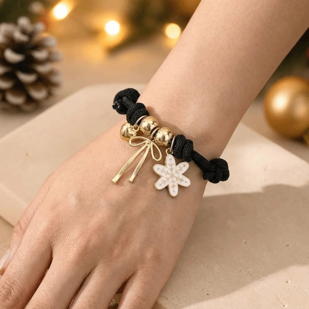 Christmas Santa Claus Charm Bracelet – Adjustable Braided Rope Charm Bracelet PLUSH