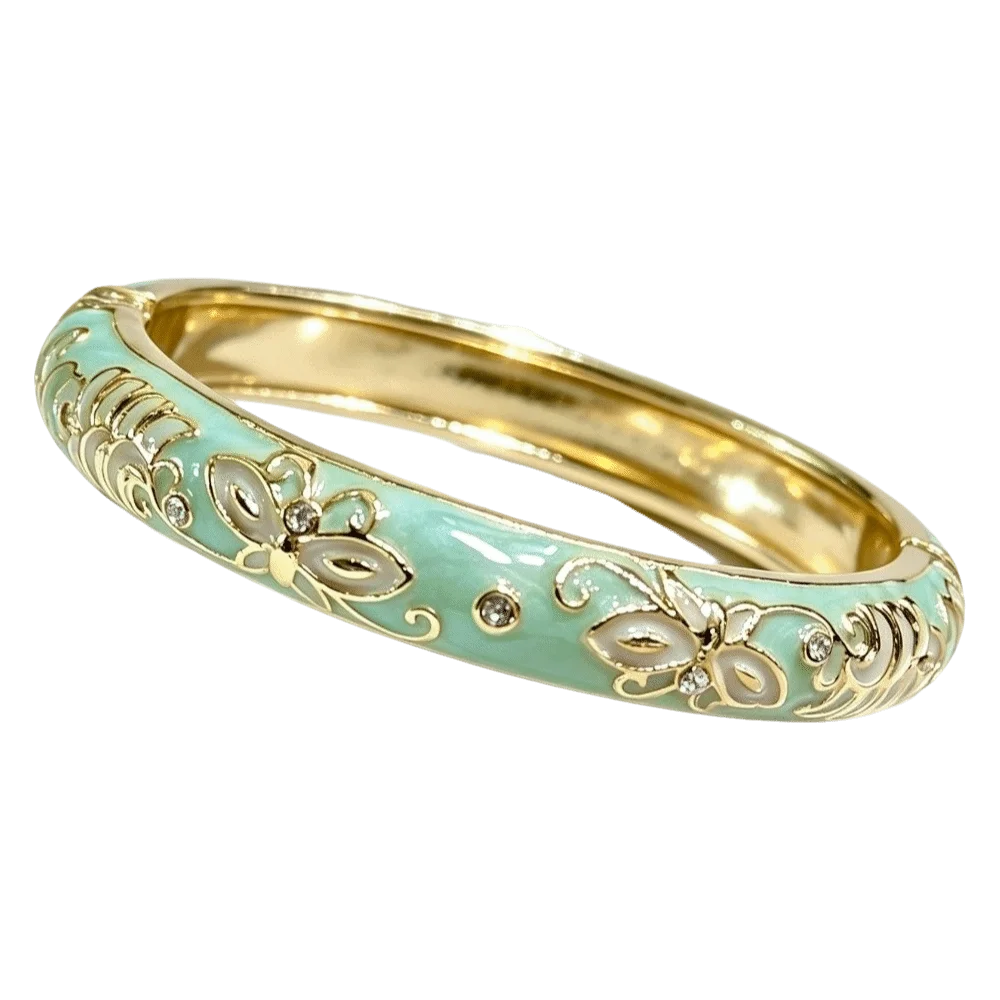 Cloisonne Butterfly Open Cuff Bangle – Ethnic Enamel Bracelet Enamel Cuff Bangle PLUSH Blue