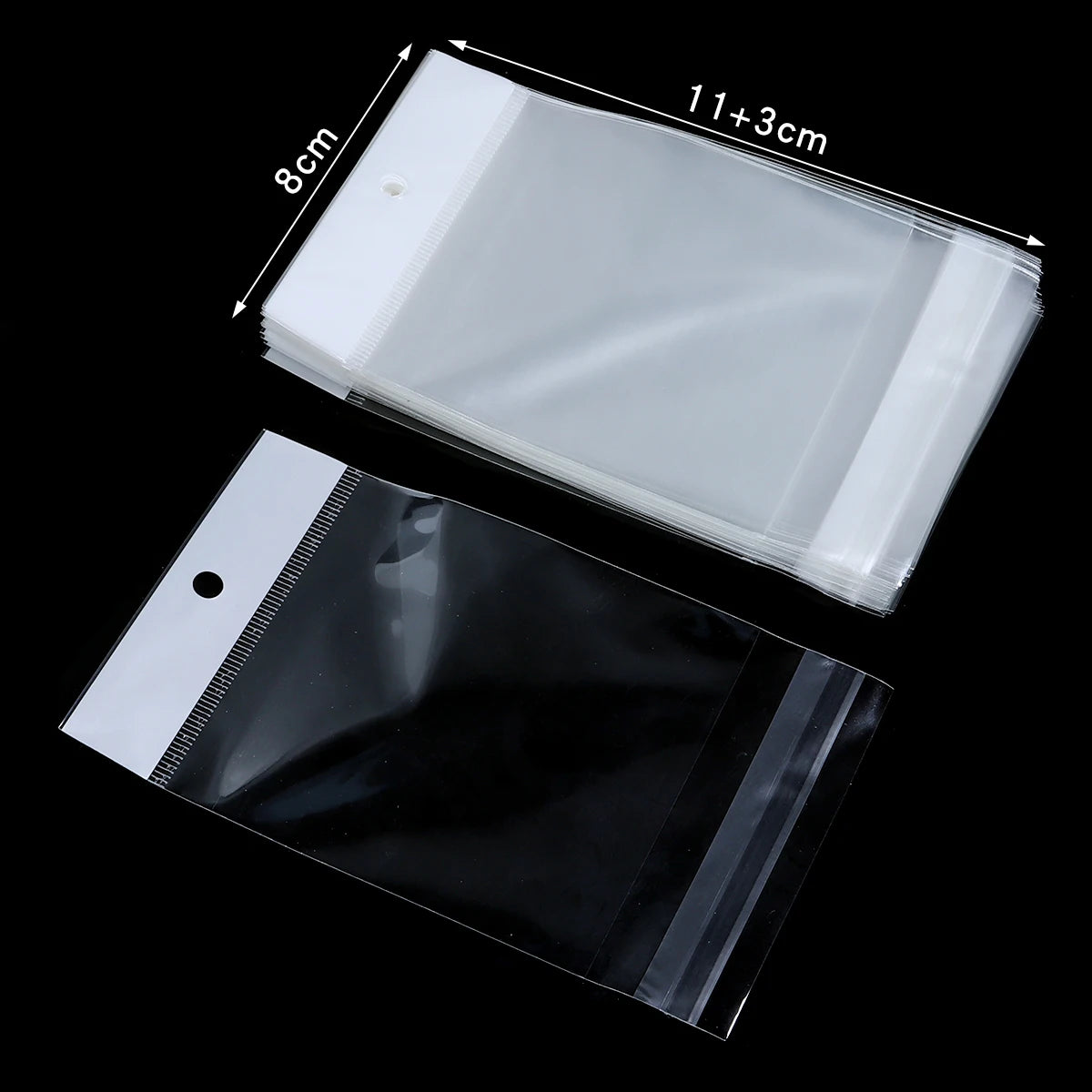 50pcs Clear OPP Self-Adhesive Bags with Hang Hole – Jewelry Pouches Jewelry Packaging Bags PLUSH 8cm Width
