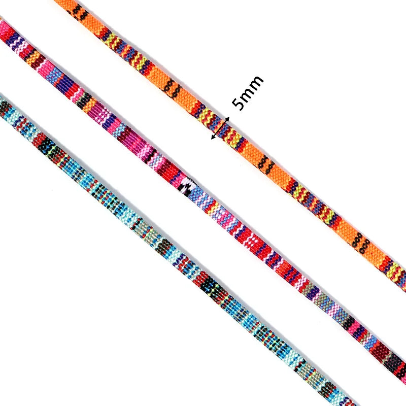 5 Yards 5mm Ethnic Woven Cotton Cord – Macrame & Bracelet Rope Craft Cord PLUSH