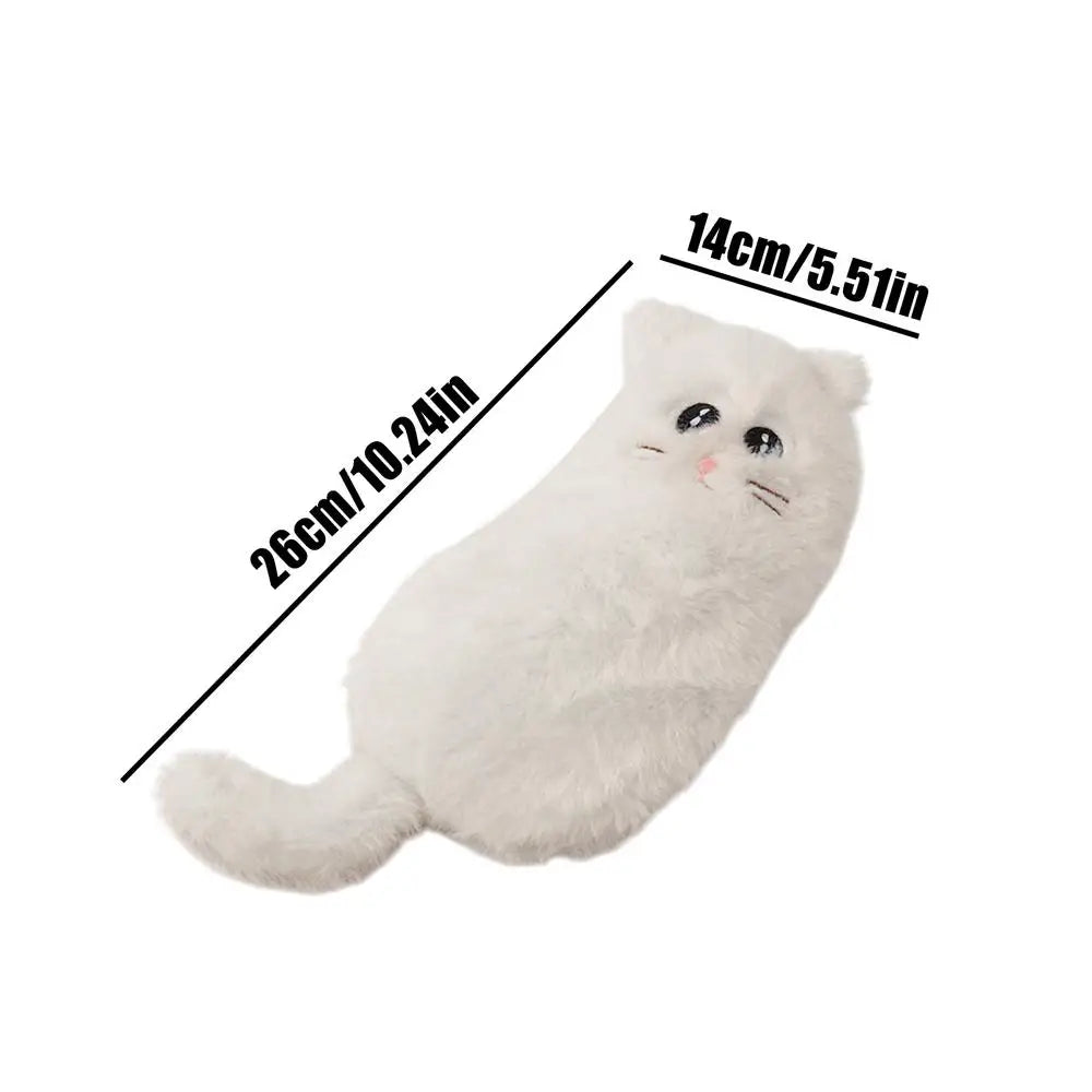 Cartoon Cat Plush Pencil Case – Large Capacity Organizer Plush Pencil Case PLUSH White