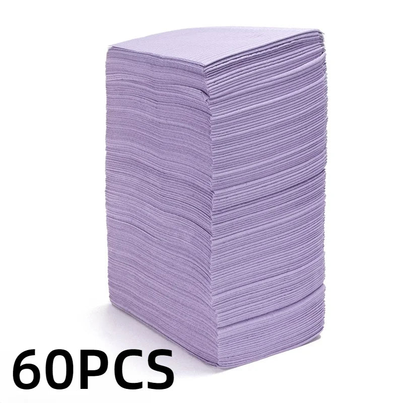 Disposable Nail Table Mats Waterproof Work Surface Covers 30/60pcs Nail Table Mats PLUSH Purple-60PCS