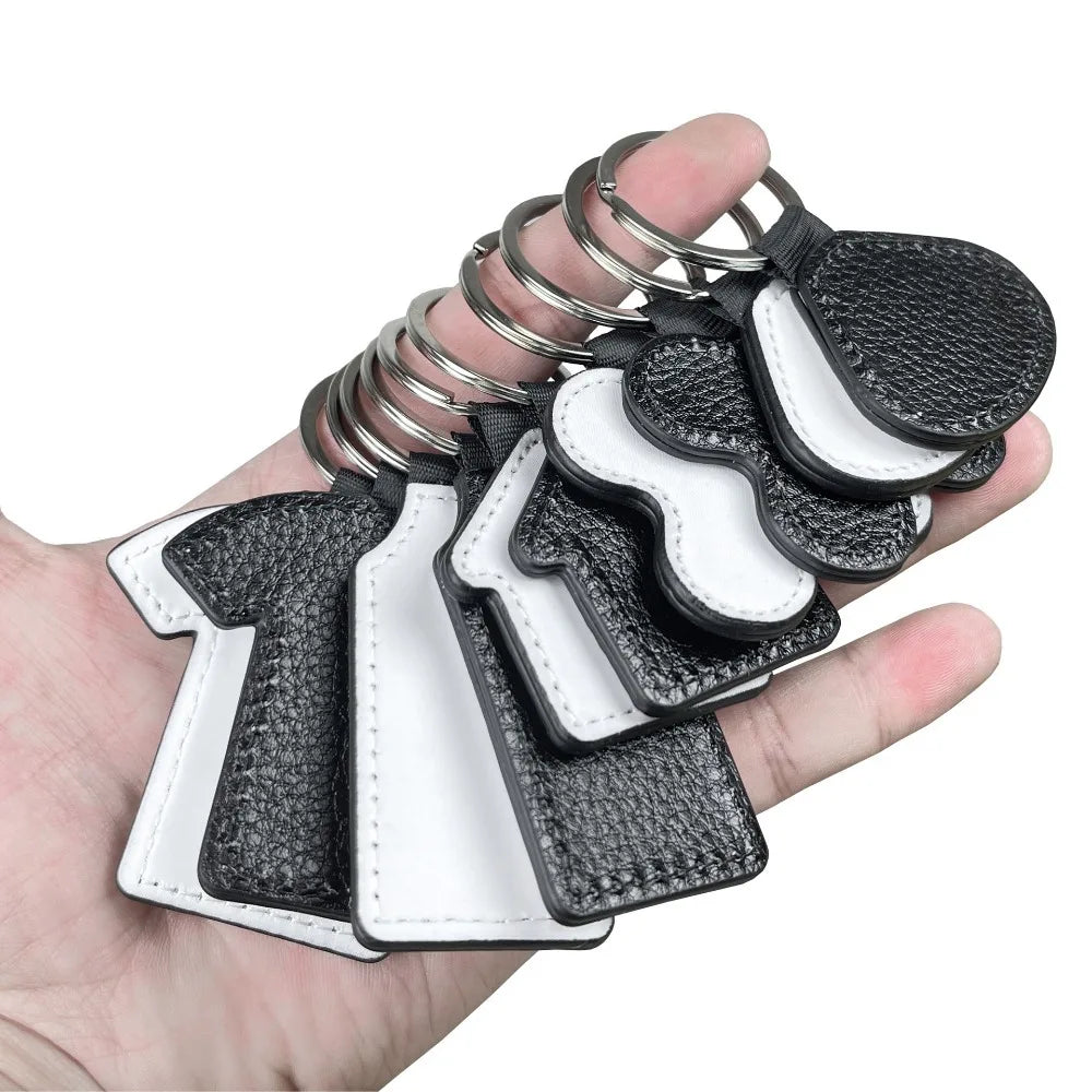 PU Leather Sublimation Blank Keychain – Pebbled Rectangle DIY Sublimation Blank Keychain PLUSH