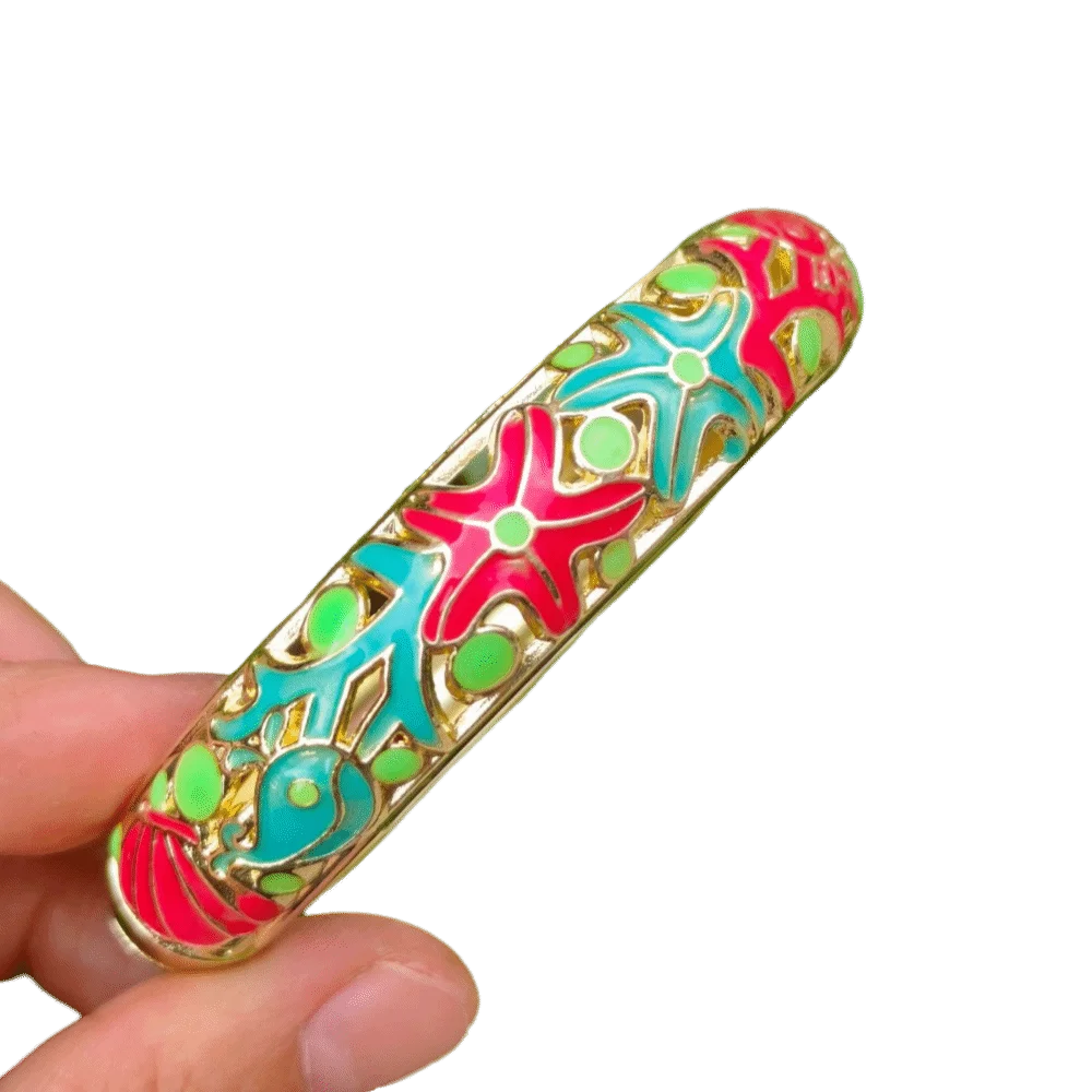 Starfish Cloisonné Enamel Bangle | Vintage Bohemian Women's Bracelet Enamel Bangle Bracelet PLUSH 4
