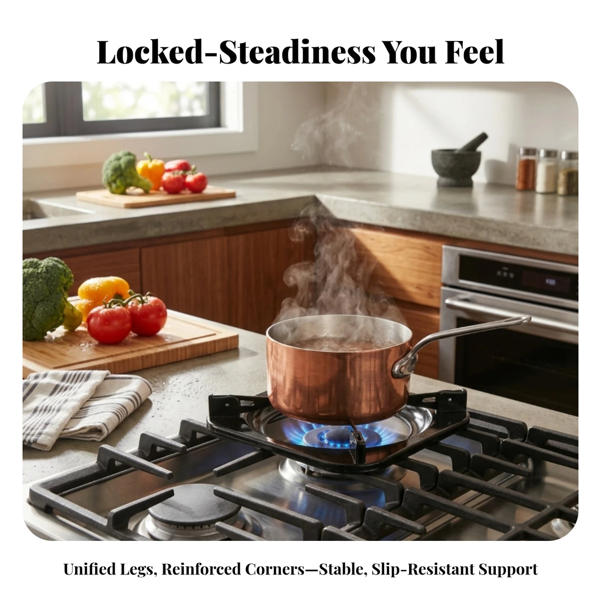 Heavy-Duty Iron Cooktop Burner Stand with Square Frame Burner Stand Rack PLUSH