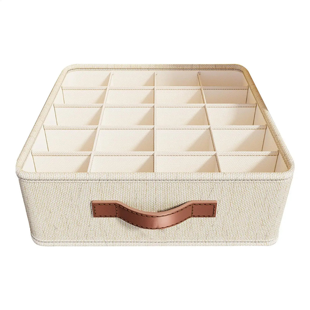20-Grid Foldable Underwear Drawer Organizer – Cotton Linen Drawer Storage Organizer PLUSH