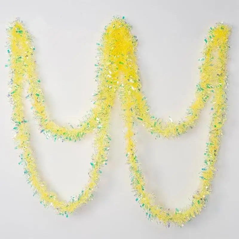 Iridescent Light Green Tinsel Garland – Holographic Holiday Decor Holiday Tinsel Garland PLUSH
