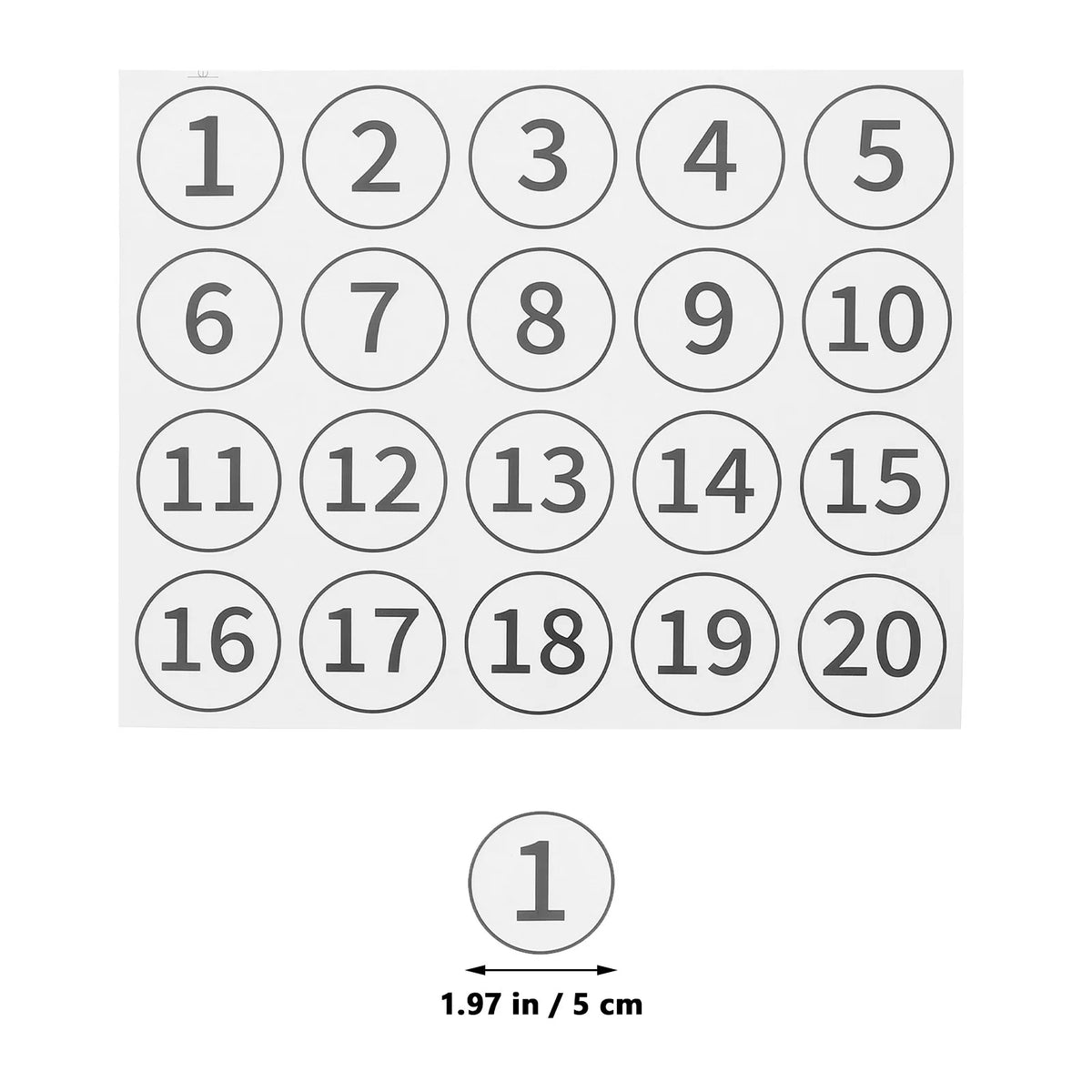 40pcs Round Number Stickers PVC Self-Adhesive Consecutive Labels Number Label Stickers PLUSH