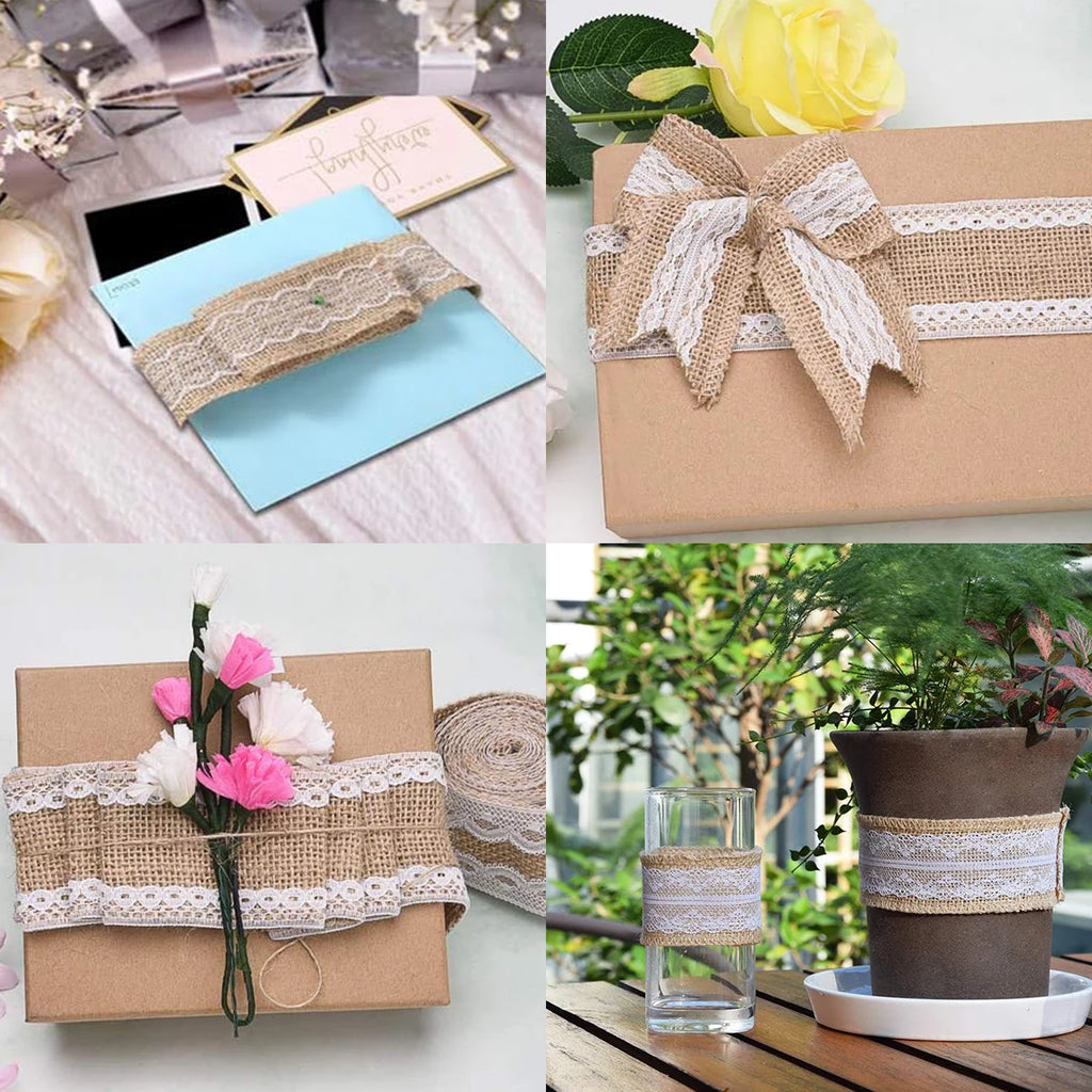 Natural Jute Burlap Ribbon 2m Roll – DIY Craft & Wedding Décor Burlap Craft Ribbon PLUSH