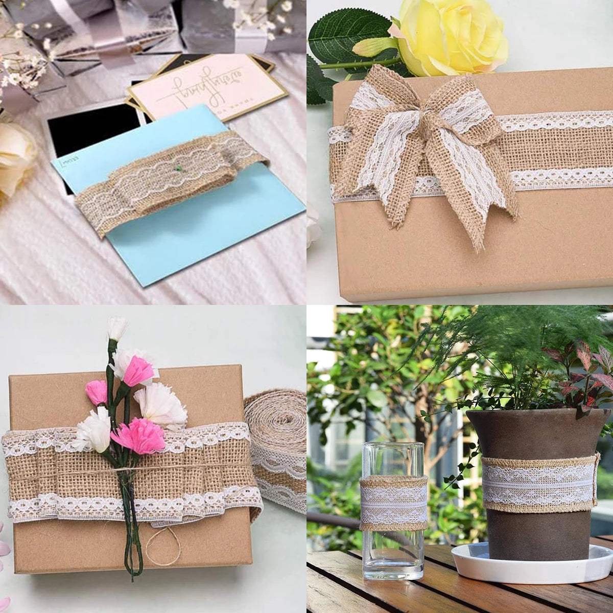 Natural Jute Burlap Ribbon 2m Roll – DIY Craft & Wedding Décor Burlap Craft Ribbon PLUSH