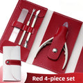 4-Pc Stainless Steel Cuticle Scissors & Pliers Set | Ouriner Cuticle Nail Tool Set PLUSH Red 4 Pcs Set