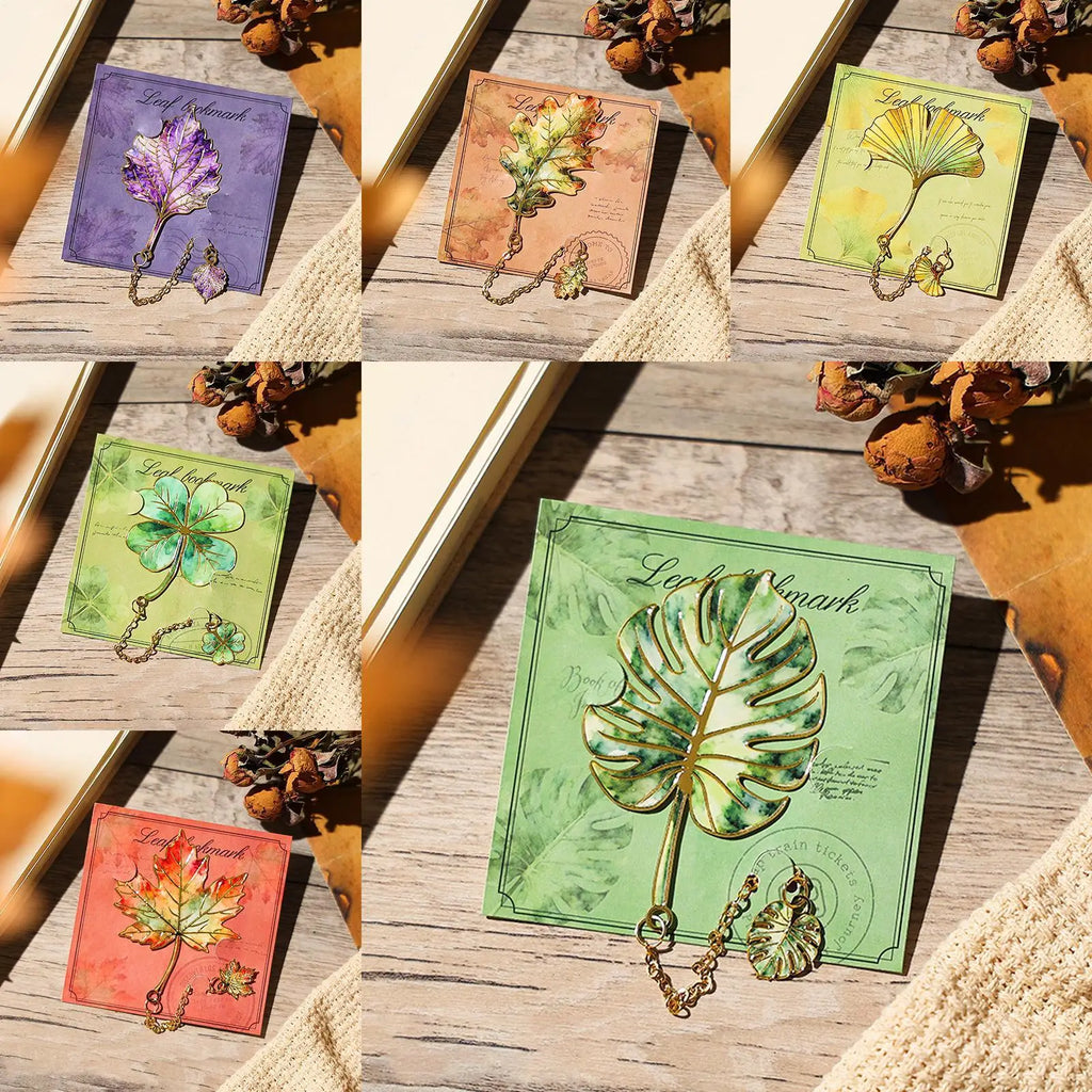 Metal Leaf Bookmark with Chain Pendant – Maple & Clover Metal Bookmark PLUSH
