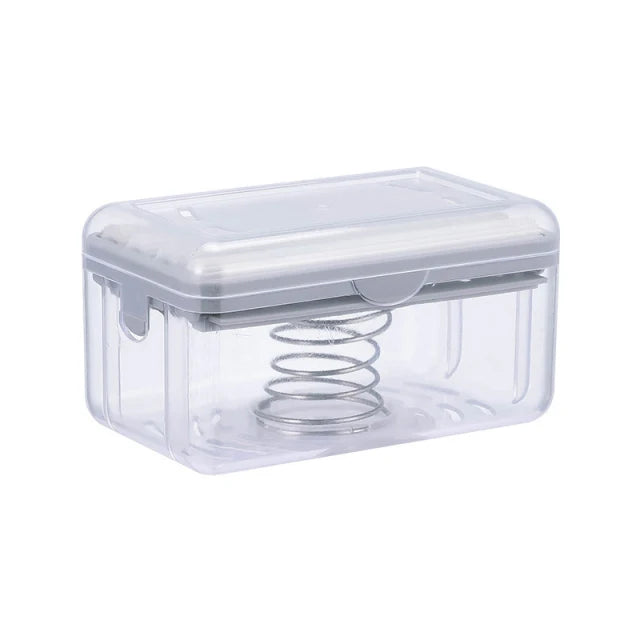 Roller Soap Dish Holder with Drain & Sponge | Plastic Soap Box Soap Dish Holder PLUSH Soap Dish Grey
